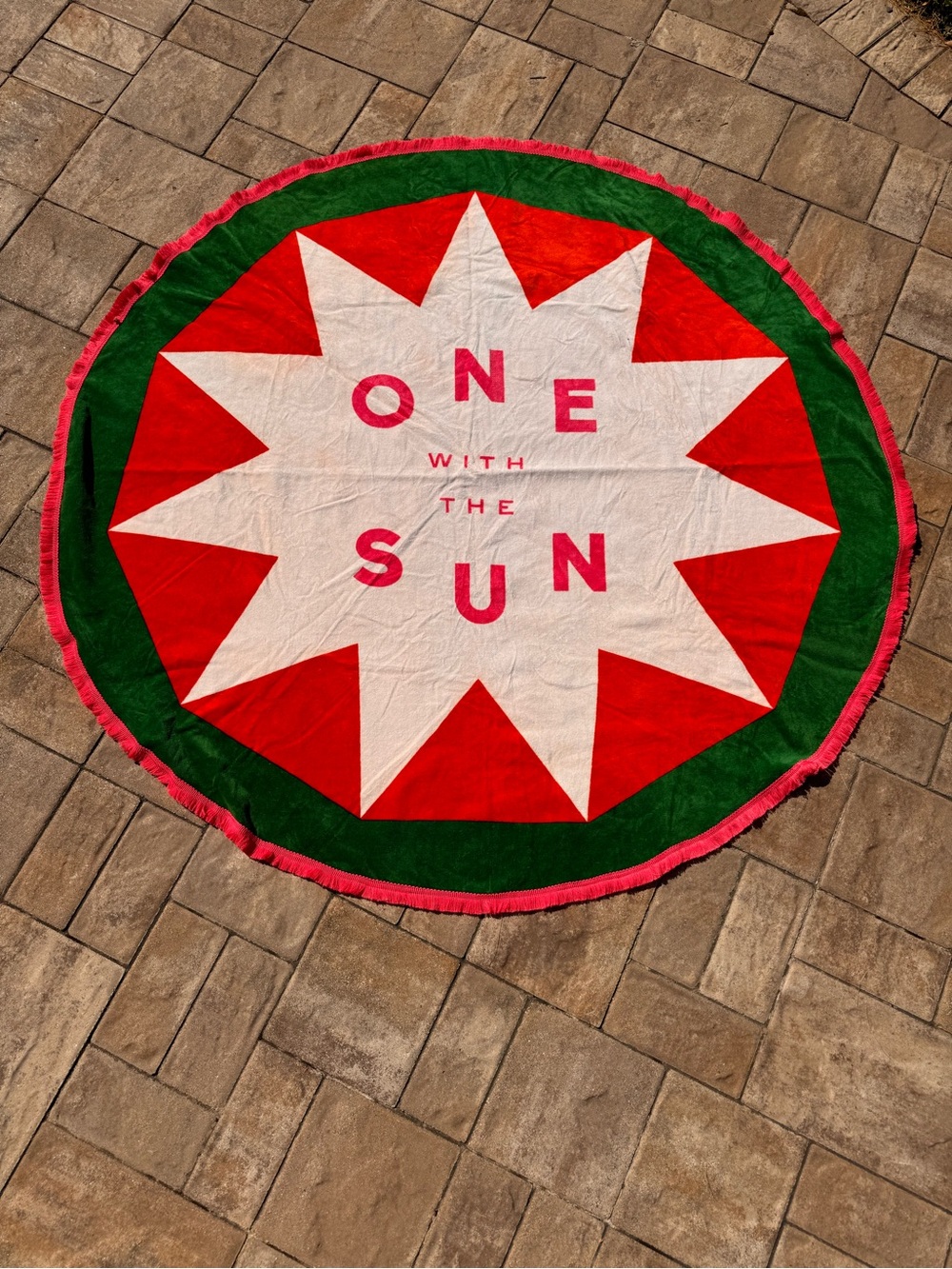 Ban.dō Oversized 60x60 Terry Cloth Cotton Beach Blanket Fringe One with the Sun